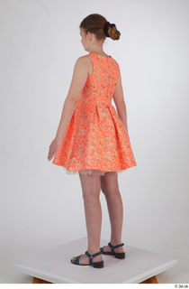 Selin drape dressed orange short dress standing whole body 0004.jpg
